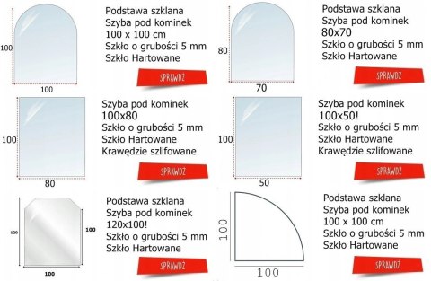 Podstawa szklana hartowana - szyba pod Piec lub Kominek 100x50 cm CZARNA Krak-Trans