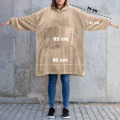 Bluzair Bluza Koc z Kapturem XXL Ciepła Jasny beż
