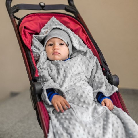 Kocyk do wózka fotelika samochodowego szary minky