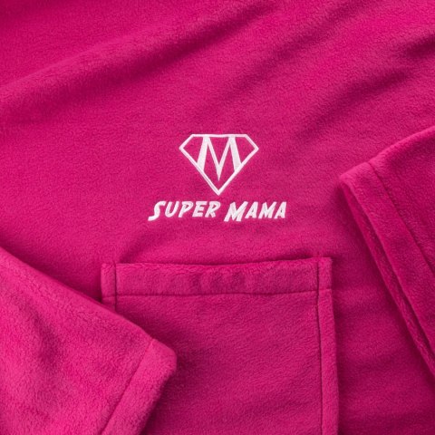 Kocyko-szlafrok SUPER MAMA - Fuksja - prezent na dzień matki