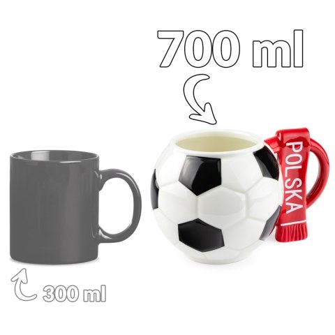 Kubek piłka z szalikiem - Polska - prezent dla kibica - XXL 700 ml