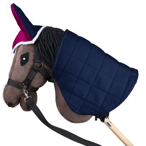 Derka dwustronna i nauszniki Skippi dla Hobby Horse- granatowa - ciemny róż