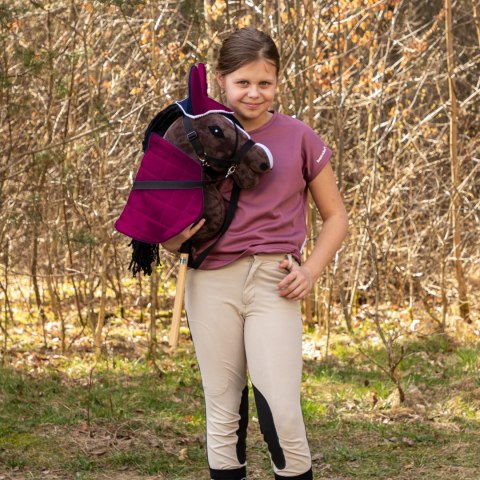 Derka dwustronna i nauszniki Skippi dla Hobby Horse- granatowa - ciemny róż