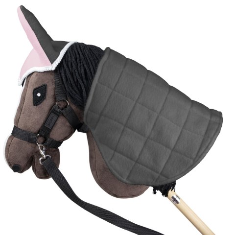 Derka dwustronna i nauszniki Skippi dla Hobby Horse - różowa i szara
