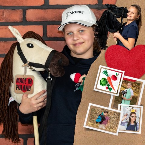 Konik na kiju z kantarem - Hobby Horse Skippi - Biszkopt - A3 - prezent