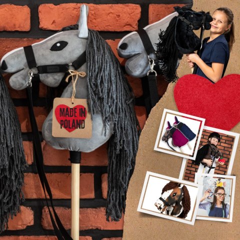 Szary konik hobby horse duży A3 kantar myszaty HH