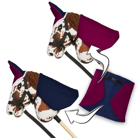 Zestaw Skippi - Hobby Horse Gniado - srokaty - Derka fuksja i granat