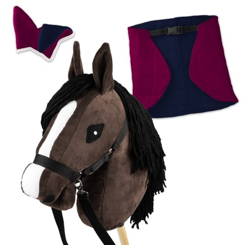 Zestaw Skippi - Hobby Horse Gniady - Derka i nauszniki - fuksja i granat