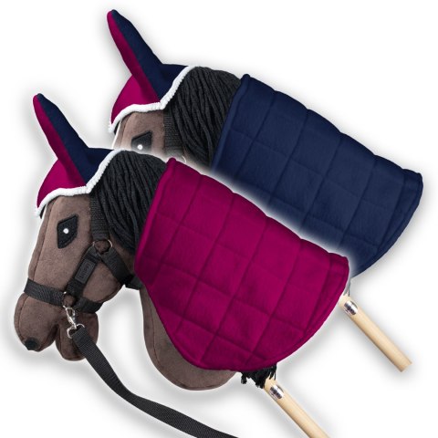 Zestaw Skippi - Hobby Horse Gniady - Derka i nauszniki - fuksja i granat