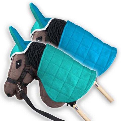 Zestaw Skippi - Hobby Horse Gniady - Derka i nauszniki - mięta i niebieski