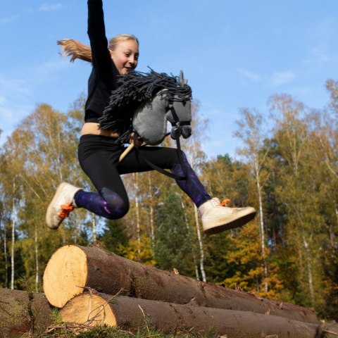 Zestaw Skippi - Hobby Horse Szary i dodatkowy Kantar - lawendowy