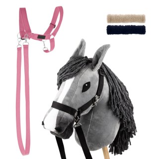 Zestaw Skippi - Hobby Horse Szary i dodatkowy Kantar - różowy