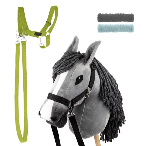 Zestaw Skippi - Hobby Horse szary i dodatkowy kantar - jasny zielony