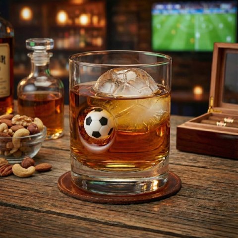 Szklanka do whisky z piłką i podkładka piłka