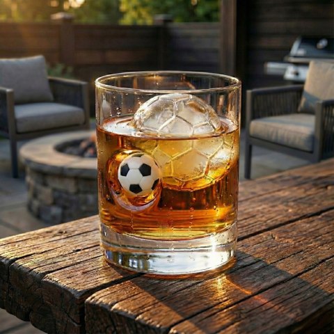 Szklanka do whisky z piłką i podkładka piłka