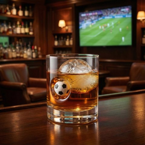 Zestaw Kibica - szklanka do whisky z piłką i forma do lodu piłki